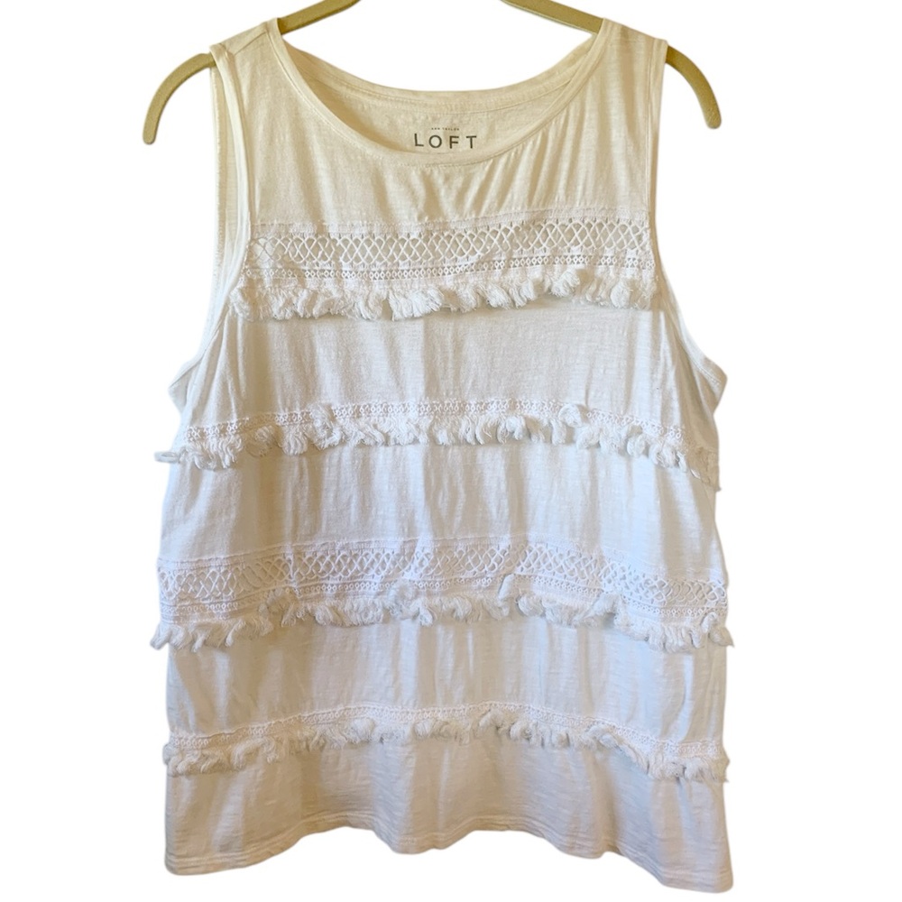 LOFT Women's White Sleeveless Tank Top